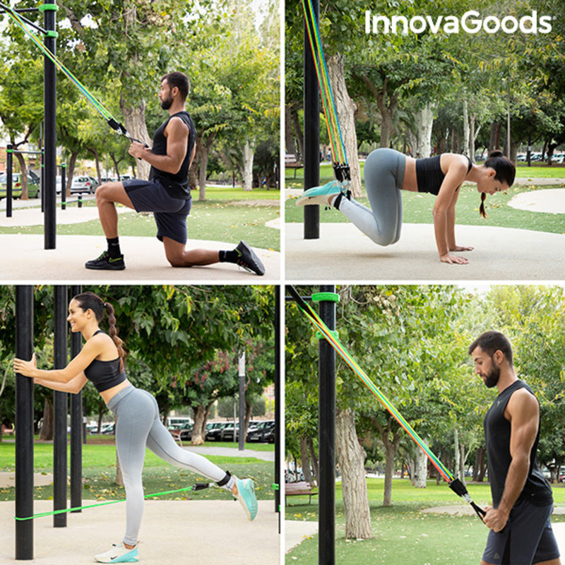 Set of Resistance Bands with Accessories and Exercise Guide Rebainer